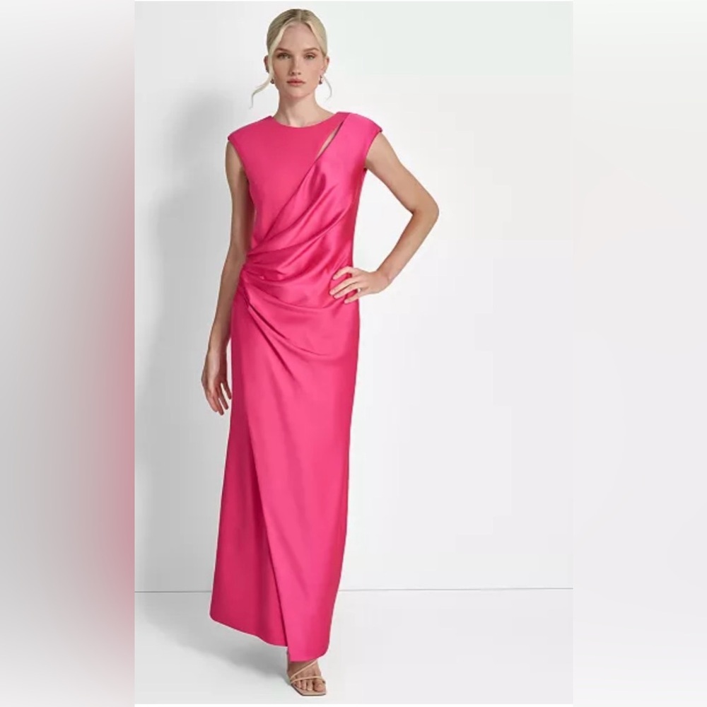 DKNY ( Donna Karan New York) Hot Pink Draped Maxi Dress